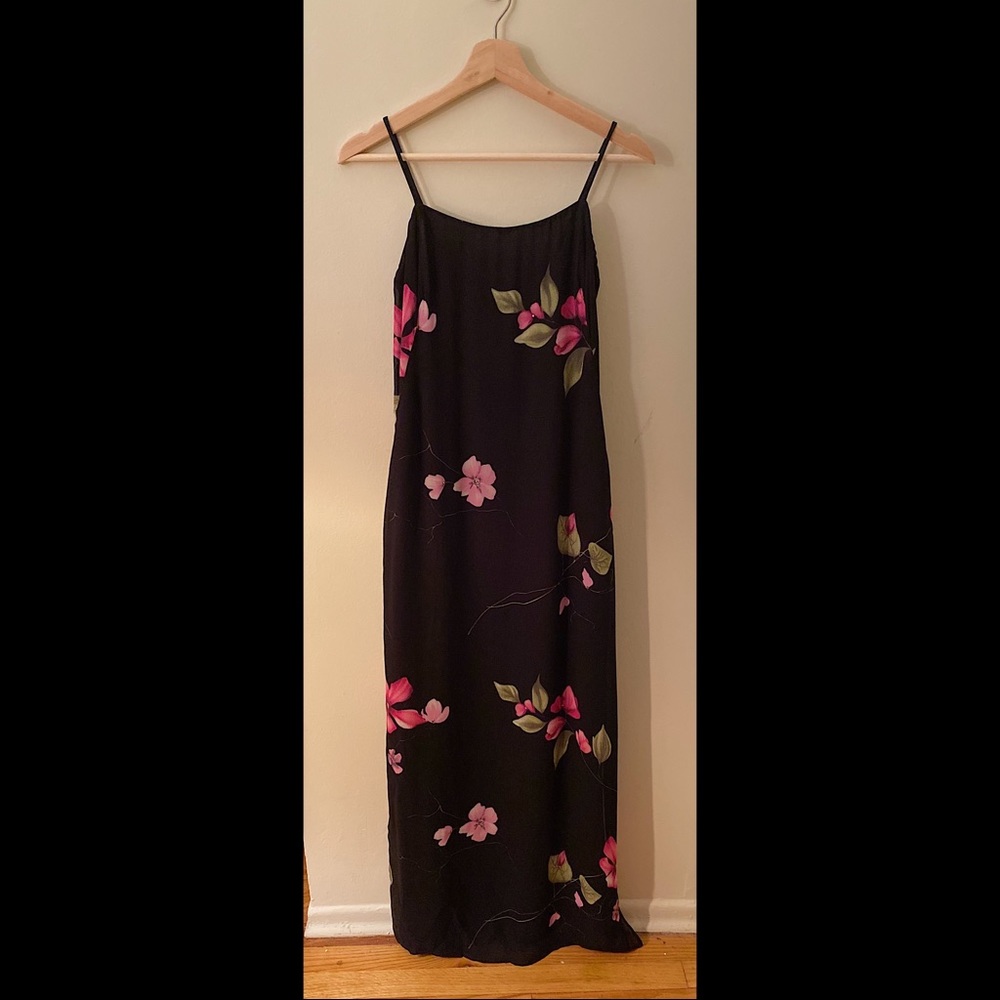 Vintage Black Floral Maxi Dress